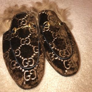 Princetown GG velvet slipper mules